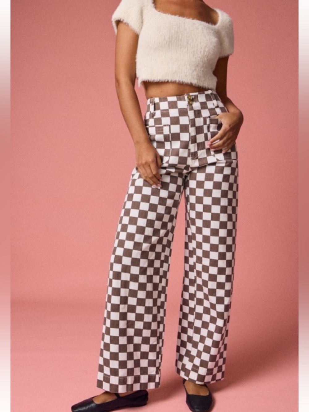 660.  Cinnamon Brown Checkered Straight Leg Denim – Papermoon 🤎